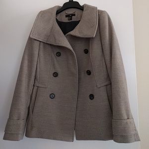 H and M size 4 small taupe beige peacoat
